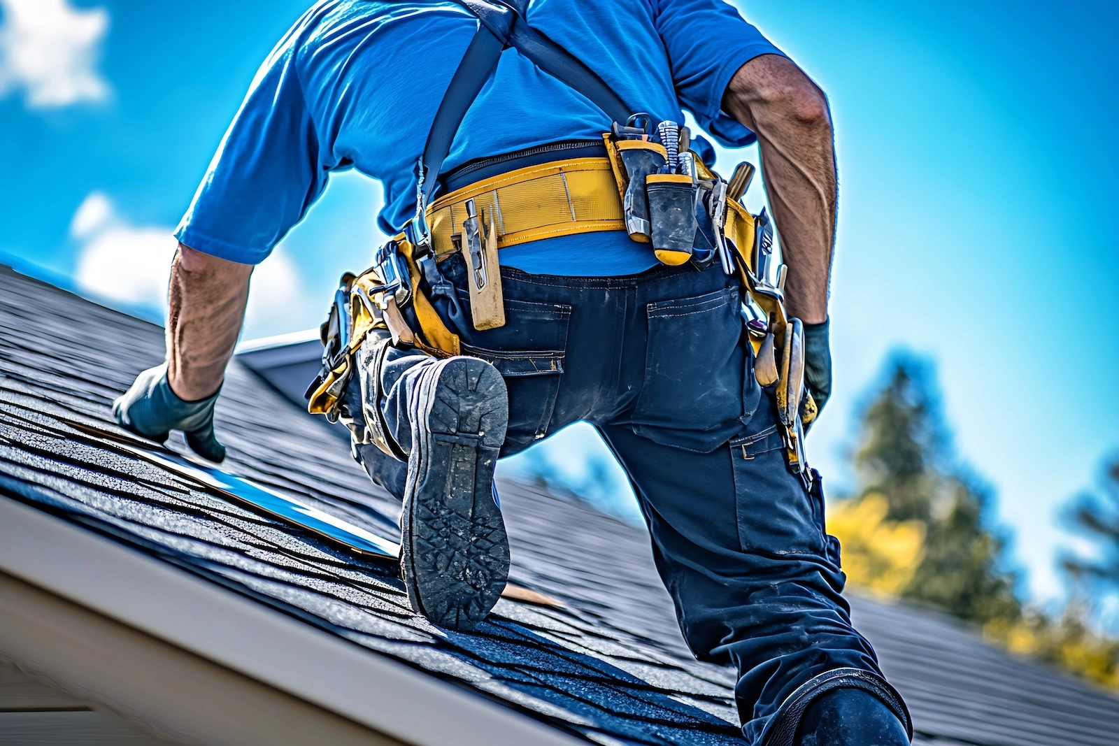 roofer on roof roofing